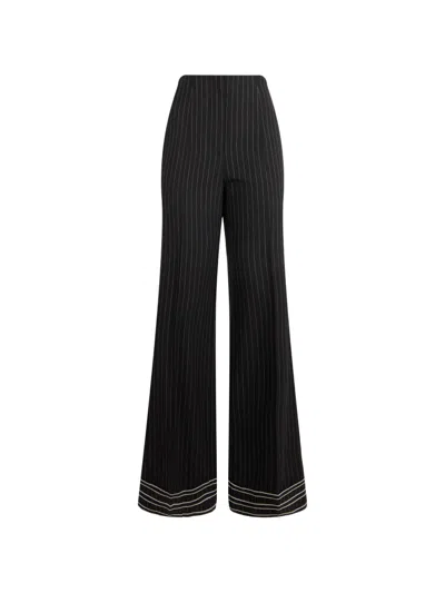 Alberta Ferretti Pinstripe-pattern Trousers In Black