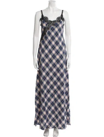 Pre-owned Alberta Ferretti Plaid Print Long Dress W/ Tags