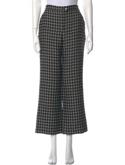 Pre-owned Alberta Ferretti Plaid Print Wide Leg Pants In Black