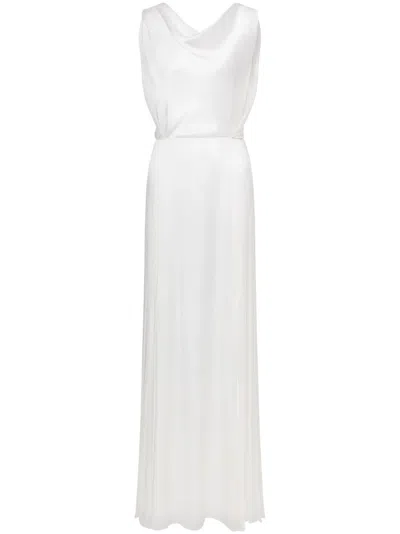 Alberta Ferretti Pleat-detail Satin Dress In White