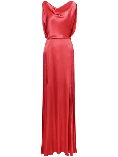 Alberta Ferretti Pleat-detailing Dress In Red