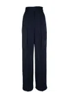 Alberta Ferretti High Waist Wide Leg Trousers With Button Detail In Blau
