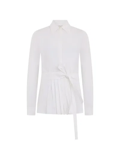 Alberta Ferretti Pleat-detail Belted Shirt In White