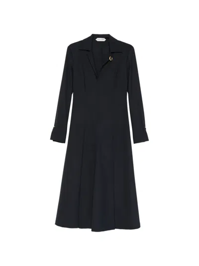 Alberta Ferretti Pleat-detail Midi Dress In Black