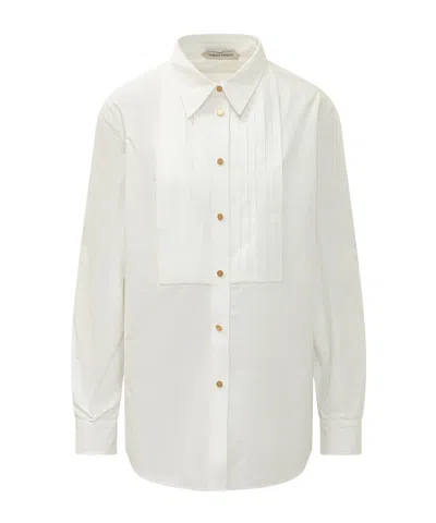 Alberta Ferretti Pleated Bib Front Blouse In Multi