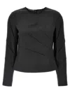 Alberta Ferretti Pleated Blouse With Long Sleeves And Round Neck In Gray