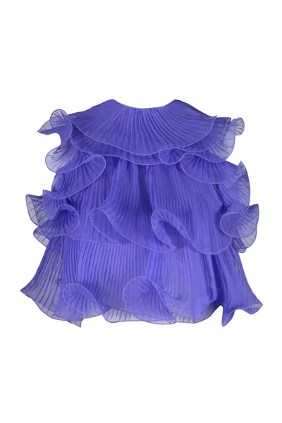 Alberta Ferretti Pleated Blouse In Purple