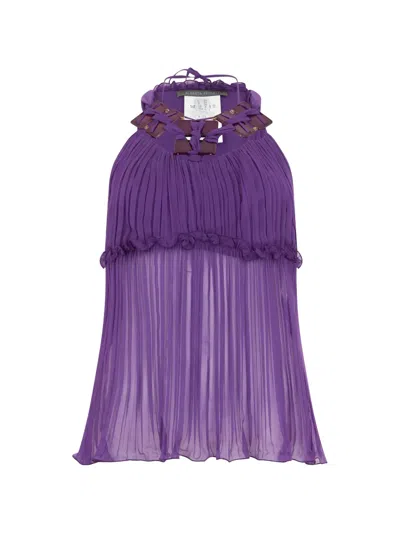 Alberta Ferretti Pleated Blouse In Purple