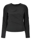 Alberta Ferretti Pleated Blouse With Long Sleeves And Round Neck