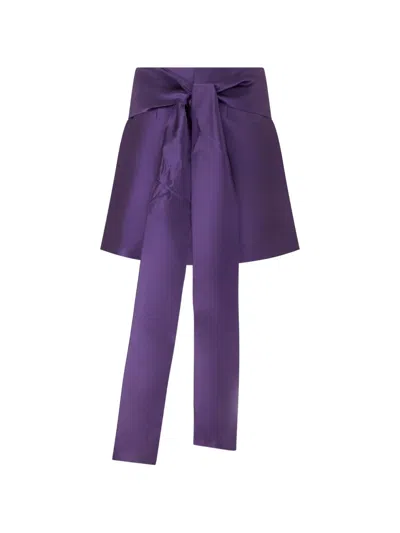 Alberta Ferretti Pleated Bow-detail Mini Skirt In Purple