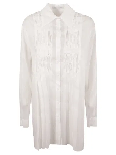 Alberta Ferretti Pleated Buttoned Shirt In White