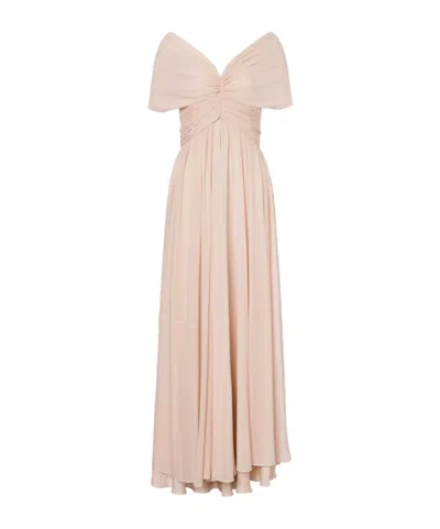 Alberta Ferretti Pleated Detail Dress In Pink