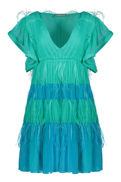 Alberta Ferretti Pleated Dress In Multi