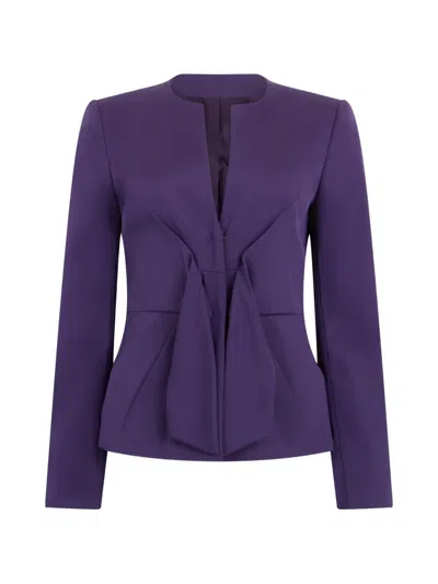 Alberta Ferretti Pleated Fitted Jacket In Purple