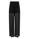 Alberta Ferretti Wide Leg Silk Trousers With Sheer Panels In Black
