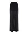 Alberta Ferretti High-waisted Silk Pants With Sheer Overlay In Black