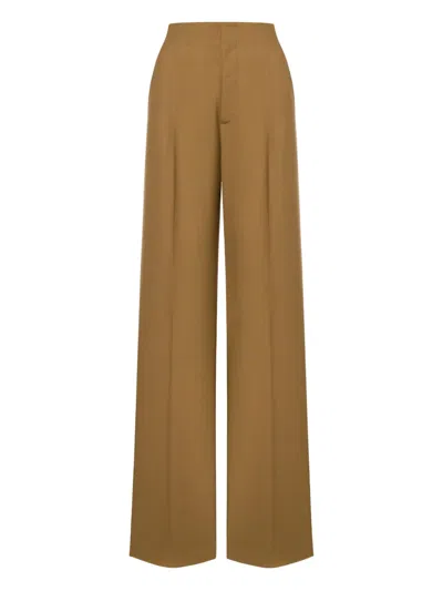 Alberta Ferretti Pleated High-waisted Trousers In Brown