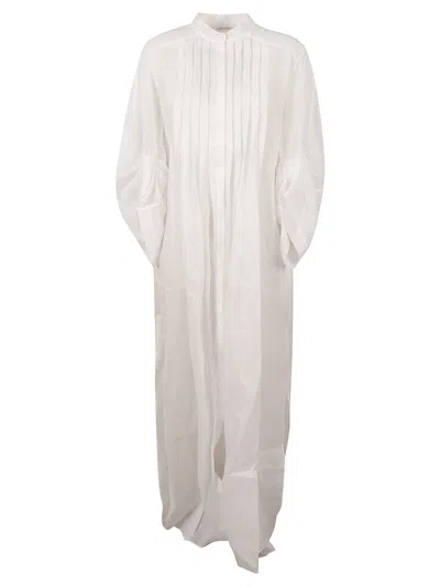 Alberta Ferretti Pleated Long Dress In White