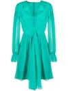 Alberta Ferretti Pleated Mini Dress In Green