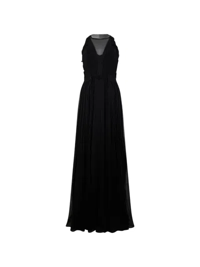 Alberta Ferretti Pleated Maxi Dress In Black