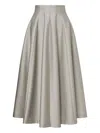 Alberta Ferretti Midi Skirt In Wool And Silk In Gray