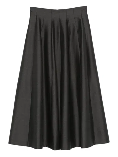 Alberta Ferretti Pleated Midi Skirt In Black