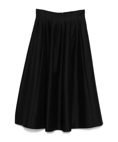 Alberta Ferretti Pleated Midi Skirt In Black