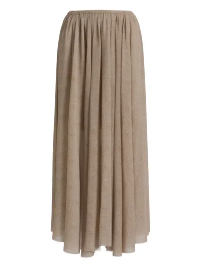 Alberta Ferretti Pleated Midi Skirt In Neutral