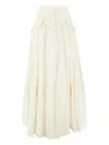 Alberta Ferretti Cotton Long Skirt With Cargo Pockets In Neutrals