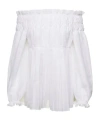 Alberta Ferretti Pleated Off-the-shoulder Long-sleeve Blouse In White