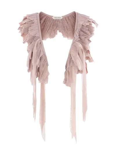 Alberta Ferretti Pleated Ruffle Scarf In Pink