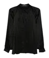 Shop Alberta Ferretti Pleated Satin Shirt In Black