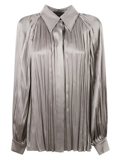 Alberta Ferretti Pleated Shirt In Grey