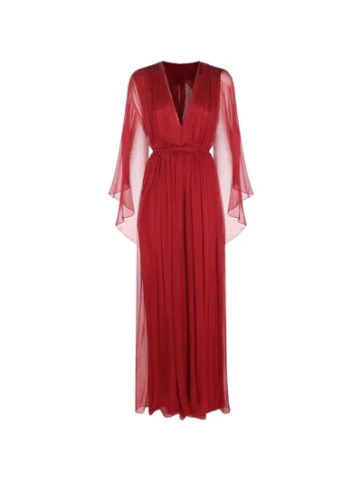 Alberta Ferretti Pleated Silk-chiffon Maxi Dress In Multi