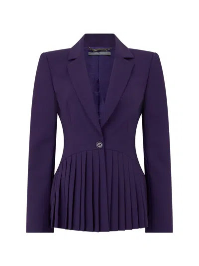 Alberta Ferretti Pleated Single-breasted Blazer In Multi