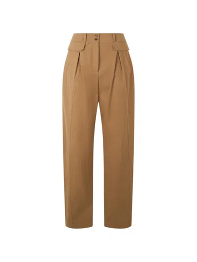 Alberta Ferretti Pleated Straight-leg Trousers In Brown