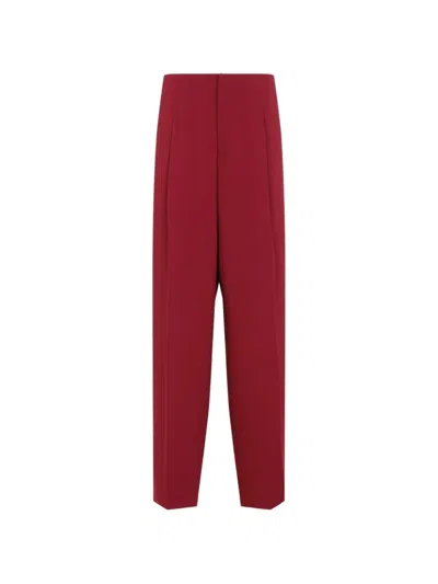 Alberta Ferretti Pleated Straight-leg Trousers In Red