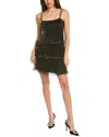 Alberta Ferretti Pleated Tiered Mini Dress In Black