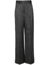 Alberta Ferretti Grey Front Pleats Pants In 黑色