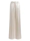 Alberta Ferretti Trousers Wide Leg Satin Finish Lace Trim In Black