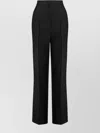 Alberta Ferretti High Waist Straight Leg Trousers With Side Pockets In Blue