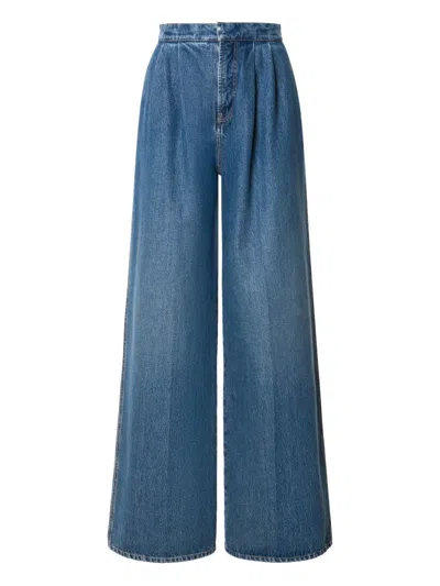 Alberta Ferretti Pleated Wide-leg Jeans In Blue