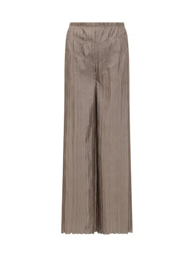 Alberta Ferretti Pleated Wide-leg Trousers In Beige