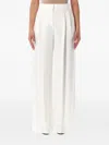 Alberta Ferretti Wide-leg High Waist Crepe Trousers In White