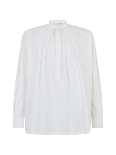 Alberta Ferretti Pleated-detail Long-sleeve Shirt In White