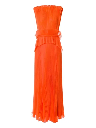 Alberta Ferretti Plissé Maxi Dress In Red