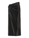 Alberta Ferretti Draped High Waist Midi Skirt In Black