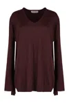 Alberta Ferretti Long Sleeve Knit Shirt Regular Fit In Burgundy