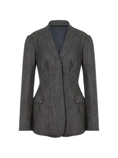 Alberta Ferretti Pocket Blazer In Gray