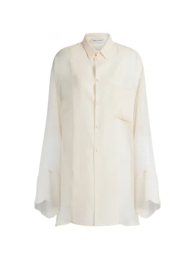 Alberta Ferretti Pocket Sheer Shirt In Nude
